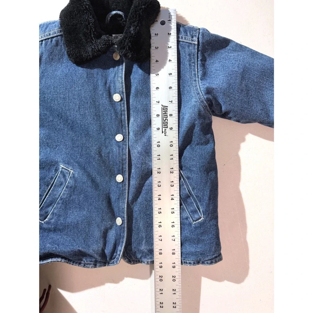Vintage Cherokee Kids Denim Jacket Faux Fur Collar Jean Denim 3T Wash Zip Up